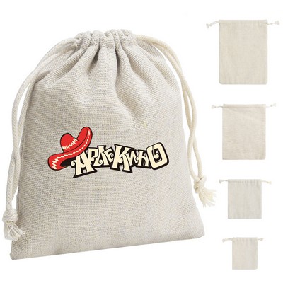 Extra Large Cotton And Linen Drawstring Bag (5.9" X 7.87")