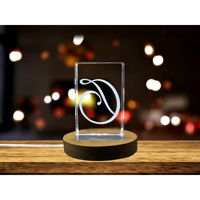 Unique Crystal Keepsake with 3D Letter D | Alphabet D Engraved Crystal Gift