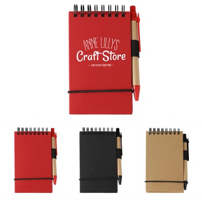 Pocket Kraft Spiral Notebook with Pen