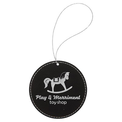 Round Leatherette Ornament with String