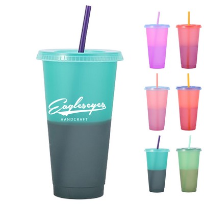 24 Oz Magical Color Changing Tumbler with Lid and Straw