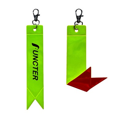 Dual Color Ribbon Shape Reflective Key Tag 6 x 1.25"