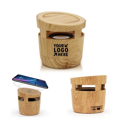 Wood Grain Wireless Speaker and Charger Station