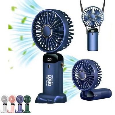 3-in-1 Foldable Handheld Fan With Digital Display