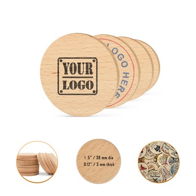 Custom 1.5'' Premium Wooden Nickel