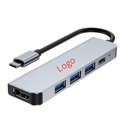 5-in-1 Aluminum USB-C Hub with 4K HDMI & 100W PD