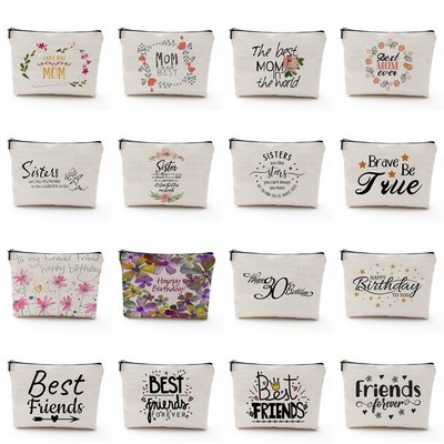 Zip Cotton Key Ring Pouch