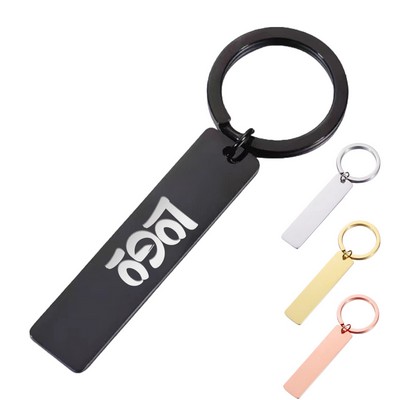 Rectangular Stainless Steel Tag Keychain