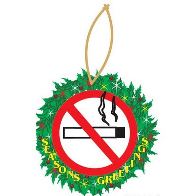 No Smoking Sign Gift Shop Wreath Ornament w/ Clear Mirrored Back (12 Square Inch)