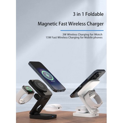Foldable 3-in-1 15W Wireless Charging Station