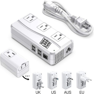 250W Power Converter 220V to 110V Voltage Converter with 8 Charging Ports Universal Adapter