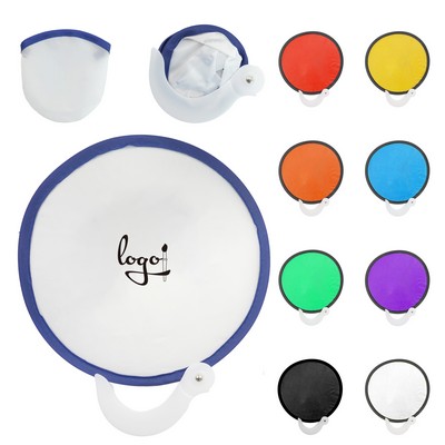 Collapsible Round Hand Fan With Plastic Handle For Events