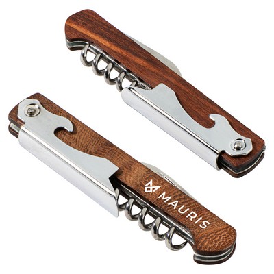 Waiter's 3-in-1 Bottle Opener with Wooden Handle