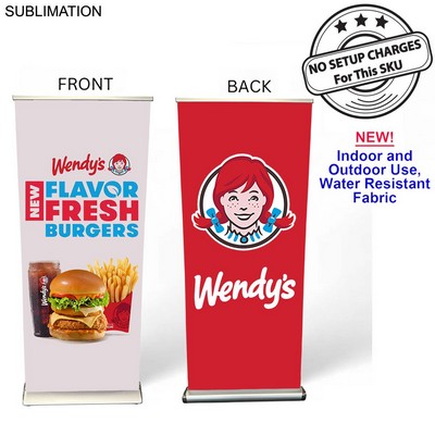 Sublimated Heavy Fabric Deluxe Wide Base Pull Up Banner w/Double sided Graphics, (33.5"x79")