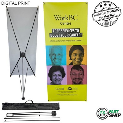 72Hr Fast Ship - Tripod Banner with Graphics, (33.5"x80"), and Bag. NO SETUP CHARGE