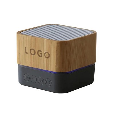 Square Bamboo Wood Mini Wireless Speaker