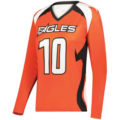 Girls FreeStyle Sublimated Turbo Long Sleeve Volleyball Jersey