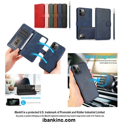 iBank ® Detachable Magnetic Leatherette Case compatible with iPhone 17/16/15/14 Pro Max Air