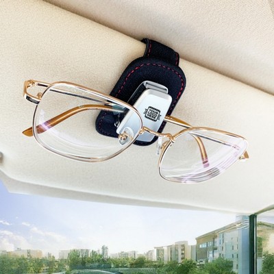 Car Visor Sunglasses Holder Clip Leather Eyeglasses Hanger
