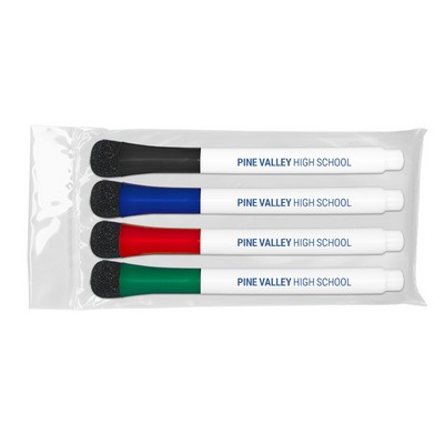Dry Erase Marker w/Eraser Magnetic Cap 4 ct