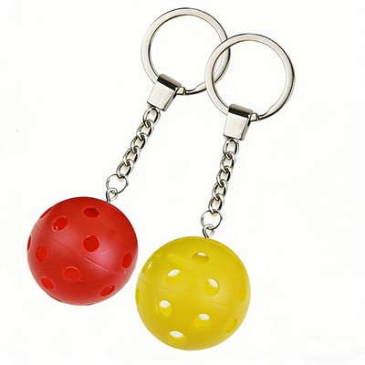 Bestselling Plastic Pickleball Keychain - Colorful Hole Ball Pendant Gift