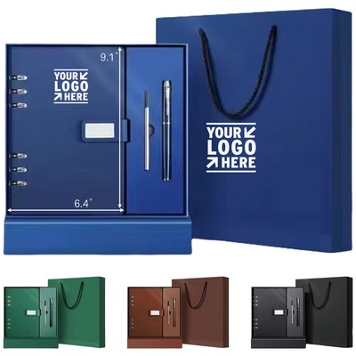 Loose-Leaf Leather Notebook & 2-Pen Business Gift Set