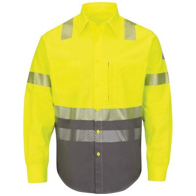 Bulwark Men's Tall Hi-Visibility Color Block Uniform Shirt - EXCEL FR® ComforTouch® - 7 Oz - SLB4HT