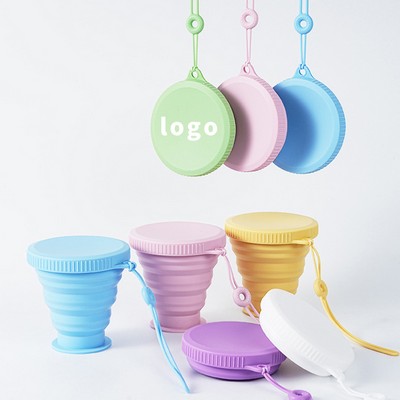 6oz Collapsible Silicone Travel Cup With Lanyard