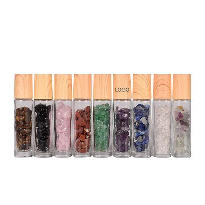 Premium 10ml Essential Oil Roller Bottle Natural Wood-Grain Cap Glass Vial Crystal & Gemstone
