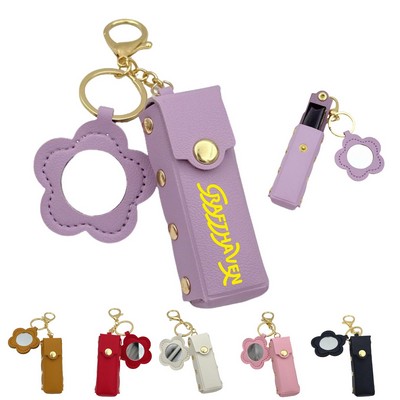 PU Leather Lip Balm Holder Keychain