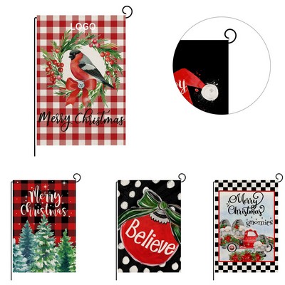 Holiday Theme Jute Garden Yard Flag