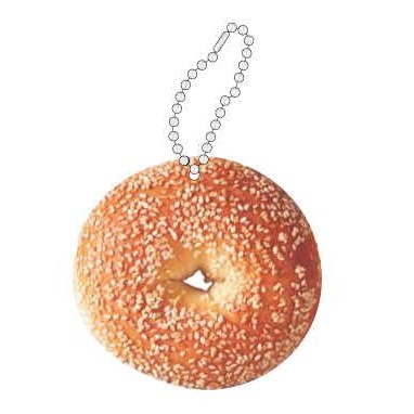 Sesame Bagel Promotional Key Chain w/ Black Back (4 Square Inch)