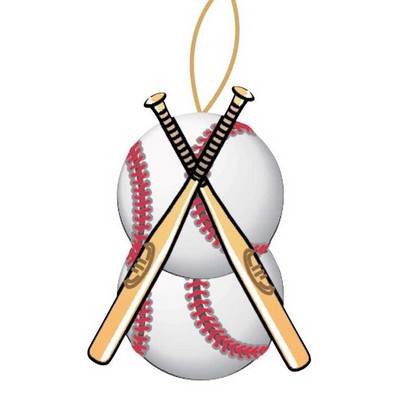 Baseballs & Bats Ornament w/ Clear Mirrored Back (12 Square Inch)