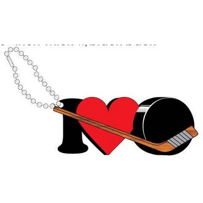 I Love Hockey Promotional Key Chain w/ Black Back (4 Square Inch)