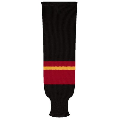 Calgary Pro Series Black Away Socks w/Gold & Red Stripes