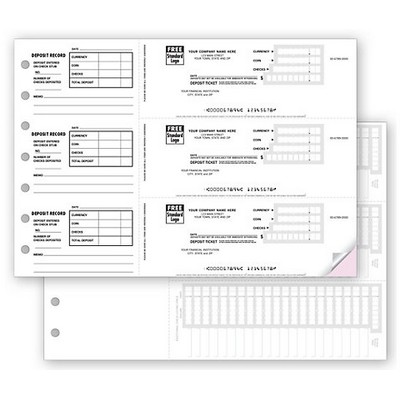 Deposit Ticket Forms - 3-On-a- Page (1-Part)
