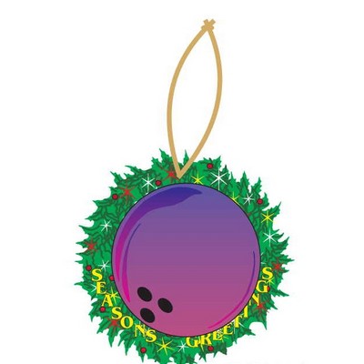 Purple Bowling Ball Promotional Wreath Ornament w/ Black Back (2 Square Inch)