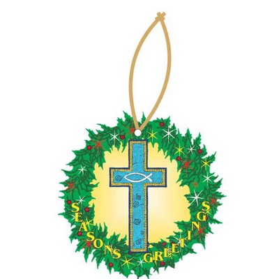 Blue Cross Executive Wreath Ornament w/ Mirrored Back (10 Square Inch)
