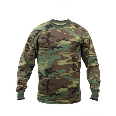 Woodland Camouflage Long Sleeve T-Shirt (S to XL)