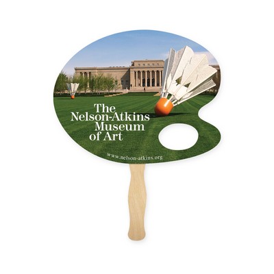 Artist Palette Shape Full Color Two Sided Single Paper Hand Fan