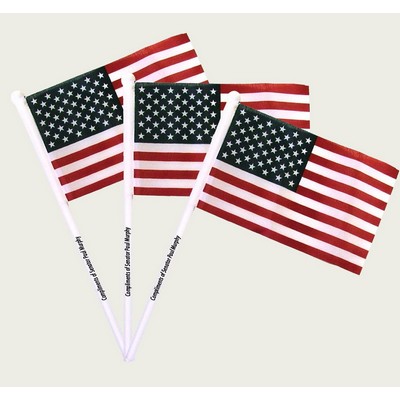 4"x6" USA Flag With White 12" Pole - USA American US Flag