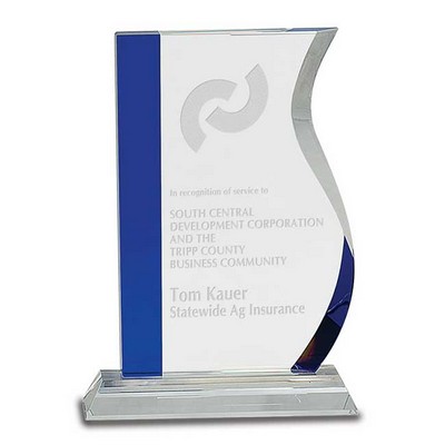 7¼" Classic Blue/Clear Wave Crystal Award