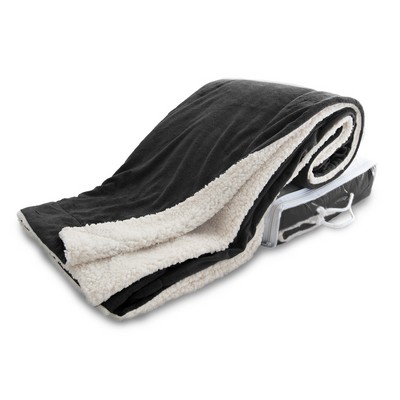 Micro Mink Sherpa Blanket - Black (Overseas)