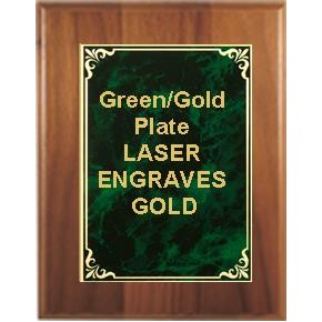 Cherry Plaque 9" x 12" - Green/Gold 7" x 10" Hi-Relief Plate