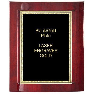 Eclipse Rosewood Piano Finish 7-1/2" x 9" Plaque - W/ 5" x 7" Black/Gold Florentine Plate