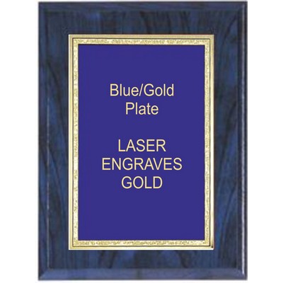 Blue Woodgrain Plaque - 6" x 8" W/ a 4" x 6" Florentine Plate