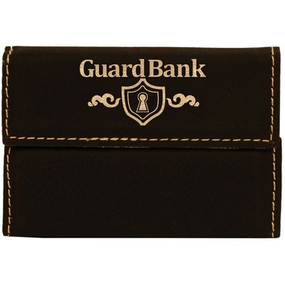 Business Card Holder – Black/Gold Hard Leatherette
