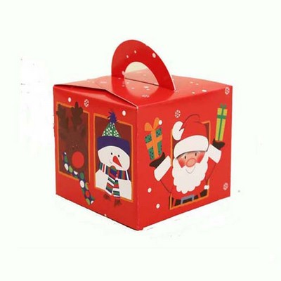 Portable Cardboard Xmas Style Gift Box with Handle