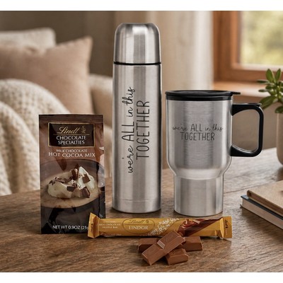 Cozy Comfort Cocoa Gift Set – Stainless Steel Thermos & Travel Mug
