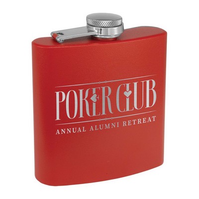 6 Oz. Matte Red Powder Coated Stainless Steel Flask